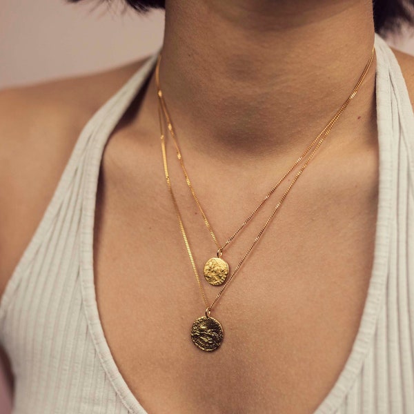 Small Ancient Roman Coin Necklace | Recycled Gold Coin Necklace | Gold Coin Necklace | Gold Disc Pendant