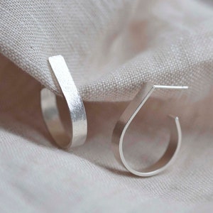 Teardrop Hoop Earrings | Medium Hoop Earrings | Recycled Silver Hoop Earrings | Everyday Textured Medium Hoops