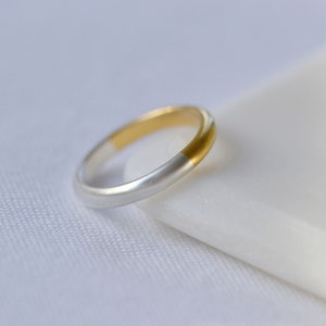 Silver and Gold Eclipse Ring Modern Minimalist Ring Gold and Silver Ring Mix metal Ring Everyday Ring image 2