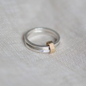 Glee Spinner Ring | Recycled Silver and 9ct Gold Ring | Gold & Silver Connected Ring | Mixed Metals Stacking Rings | Fidget Ring