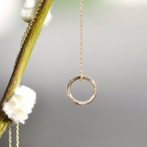 Mini 9ct Gold Circle Necklace | Minimalist Recycled 9ct Small Circle Pendant | Solid Gold Necklace | 9ct Gold Delicate Circle Pendant