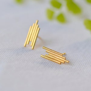 Ventura Stud Earrings Small Gold Vermeil Art Deco Ear Studs Art Deco Style Earrings Gold Arrow Earrings image 1