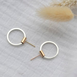 Joy Circle Earrings 9ct Gold Earrings Ear Studs Everyday Circle Earrings Open Circle Earrings Gold Silver Circle Studs image 1