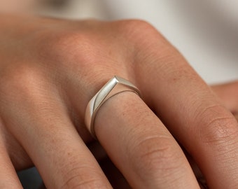 Sterling Silver Peak Ring | Modern Geometric Ring | Carved Sterling Silver Ring | Geometric Statement Ring