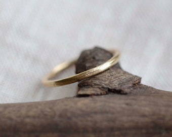1.5mm 9ct Recycled Gold Organic Stacking Ring | Solid Gold Delicate Ring | Rustic Textured Wedding Ring