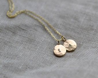 Solid Gold Disc Necklace | Recycled 9ct Gold Dot Pendant | Solid Gold Personalised Initial Necklace | 9ct Gold Delicate Coin Pendant