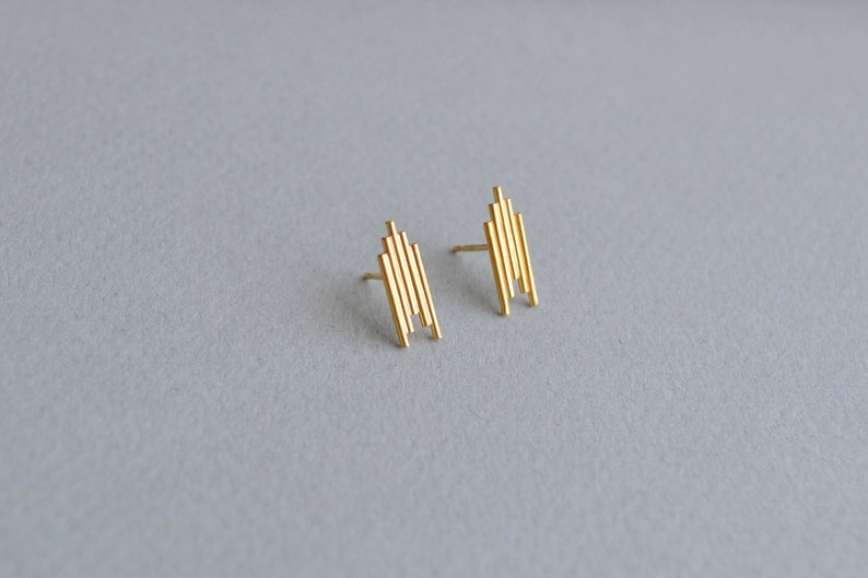 Ventura Stud Earrings Small Gold Vermeil Art Deco Ear Studs Art Deco Style Earrings Gold Arrow Earrings image 5