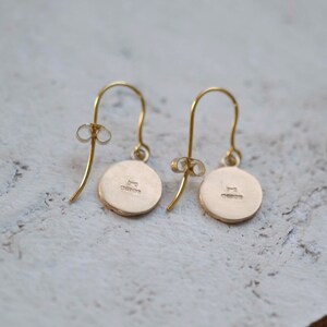 Sunshine Solid Gold Disc Earrings Recycled 9ct Gold Textured Drop Earrings Real Gold Dangle and Drop Earrings image 7