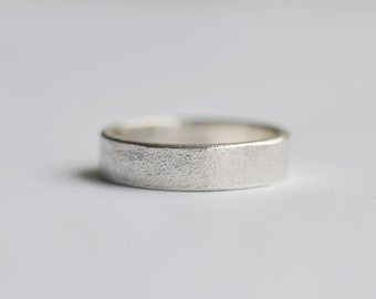 Textured Silver Ring | Recycled Silver Rustic Organic Ring | Solid Silver Wedding Band | Distressed Wedding Ring