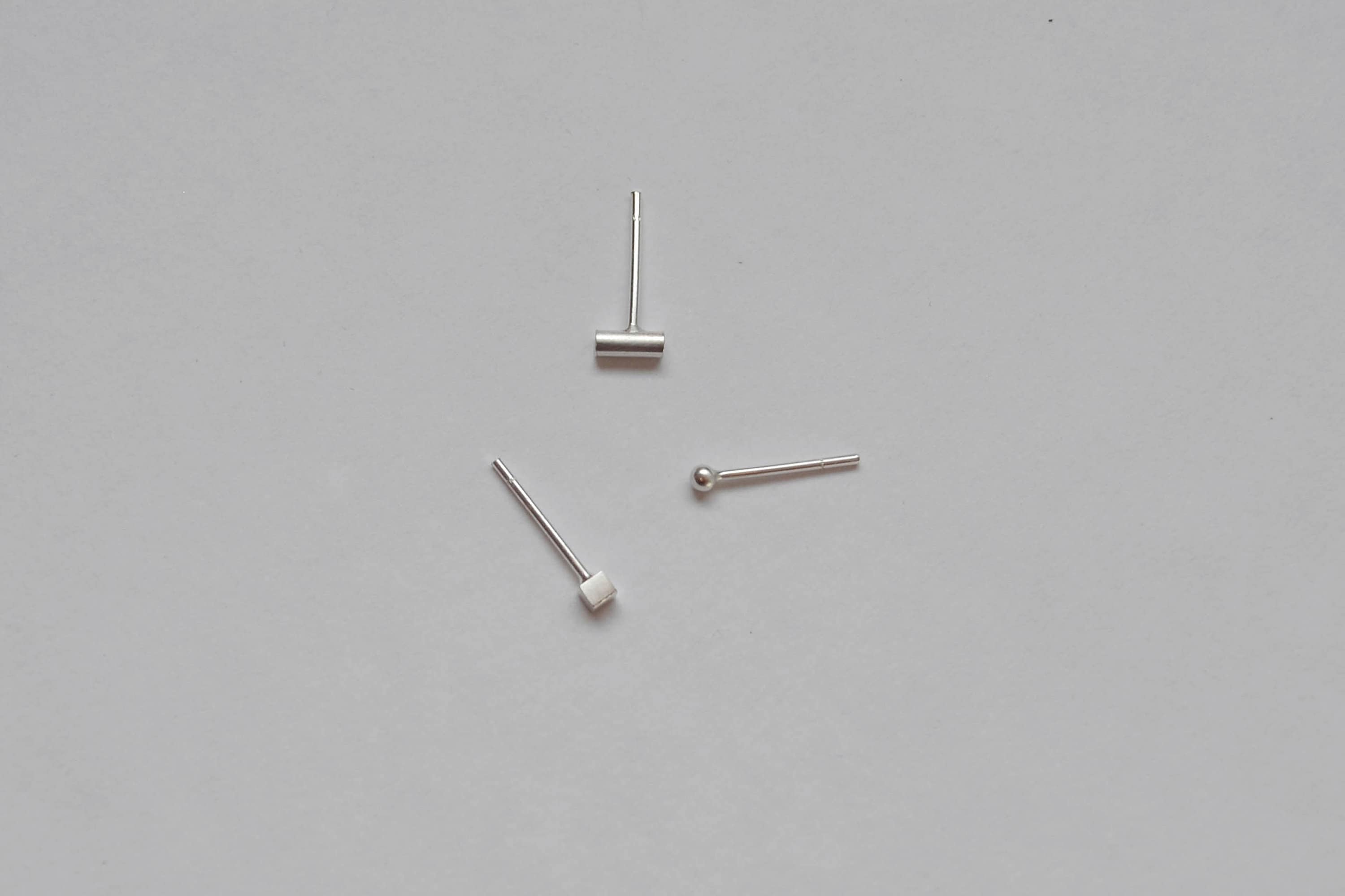 Set Of 3 Tiny Studs | Mix & Match Stud Earring Earrings Mismatching Silver Assorted Collection