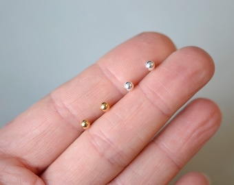 Small Ball Studs | Ball Stud Earring | Ball Studs |  Silver Stud Earrings | Plain Gold Studs | Everyday Studs | Plain Ball Stud Earrings