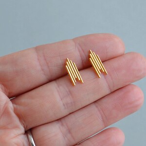 Ventura Stud Earrings Small Gold Vermeil Art Deco Ear Studs Art Deco Style Earrings Gold Arrow Earrings image 7