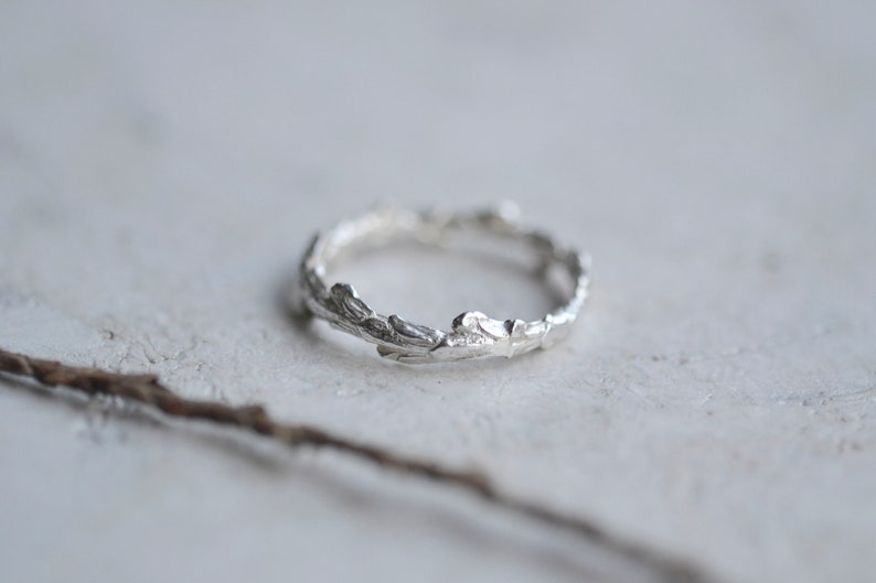Botanical Cypress Wreath Ring Recycled Silver Cast Wreath Ring Gold Twig Thin Ring image 7
