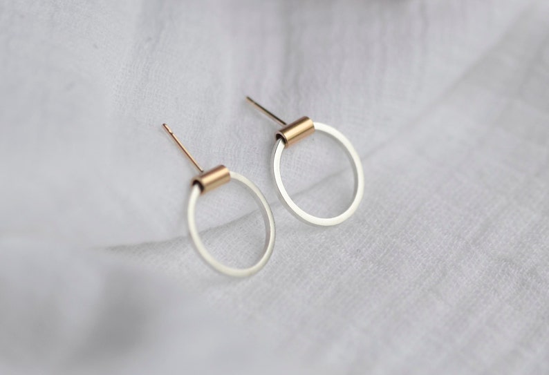 Joy Circle Earrings 9ct Gold Earrings Ear Studs Everyday Circle Earrings Open Circle Earrings Gold Silver Circle Studs image 4