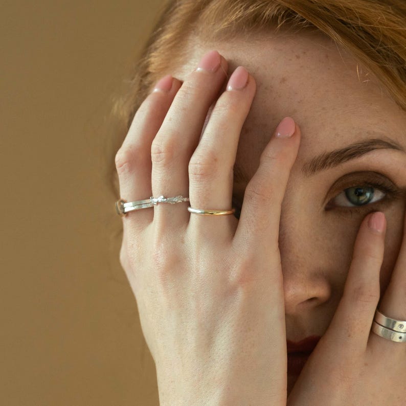 Eclipse Mixed Metal Ring | Recycled Solid Solid Gold and Silver Contrast Everyday Band image 5