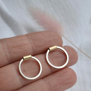 Joy Circle Earrings 9ct Gold Earrings Ear Studs Everyday Circle Earrings Open Circle Earrings Gold Silver Circle Studs image 5