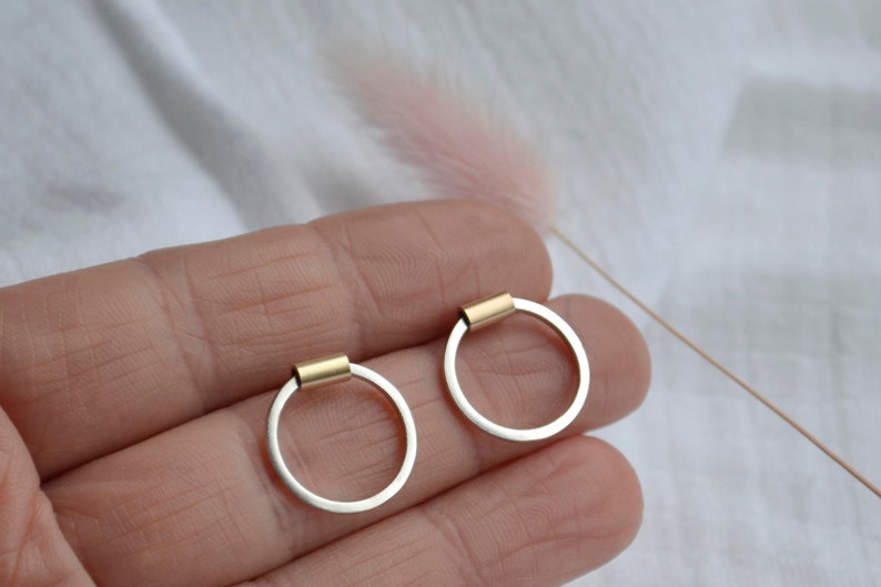 Joy Circle Earrings 9ct Gold Earrings Ear Studs Everyday Circle Earrings Open Circle Earrings Gold Silver Circle Studs image 5