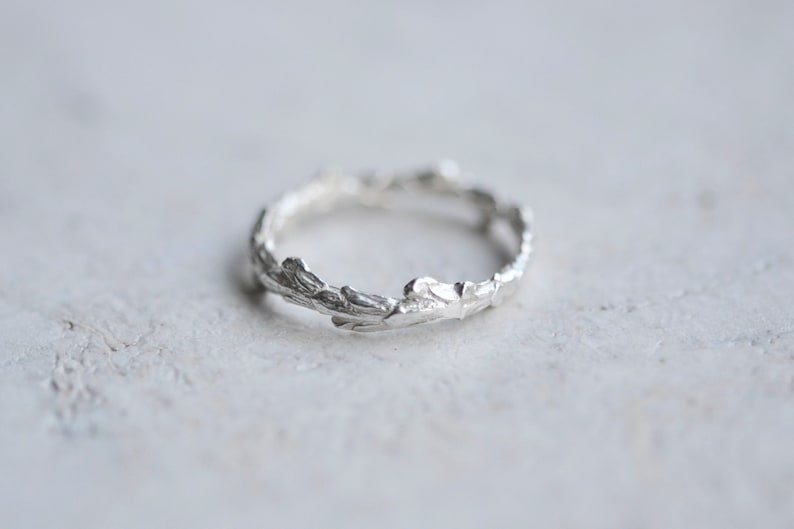 Botanical Cypress Wreath Ring Recycled Silver Cast Wreath Ring Gold Twig Thin Ring image 4