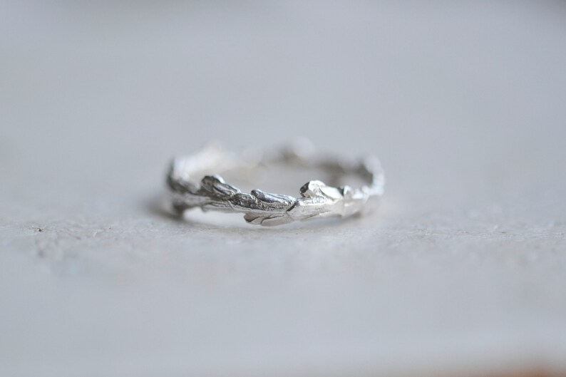 Botanical Cypress Wreath Ring Recycled Silver Cast Wreath Ring Gold Twig Thin Ring image 5