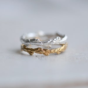 Botanical Cypress Wreath Ring Recycled Silver Cast Wreath Ring Gold Twig Thin Ring image 1