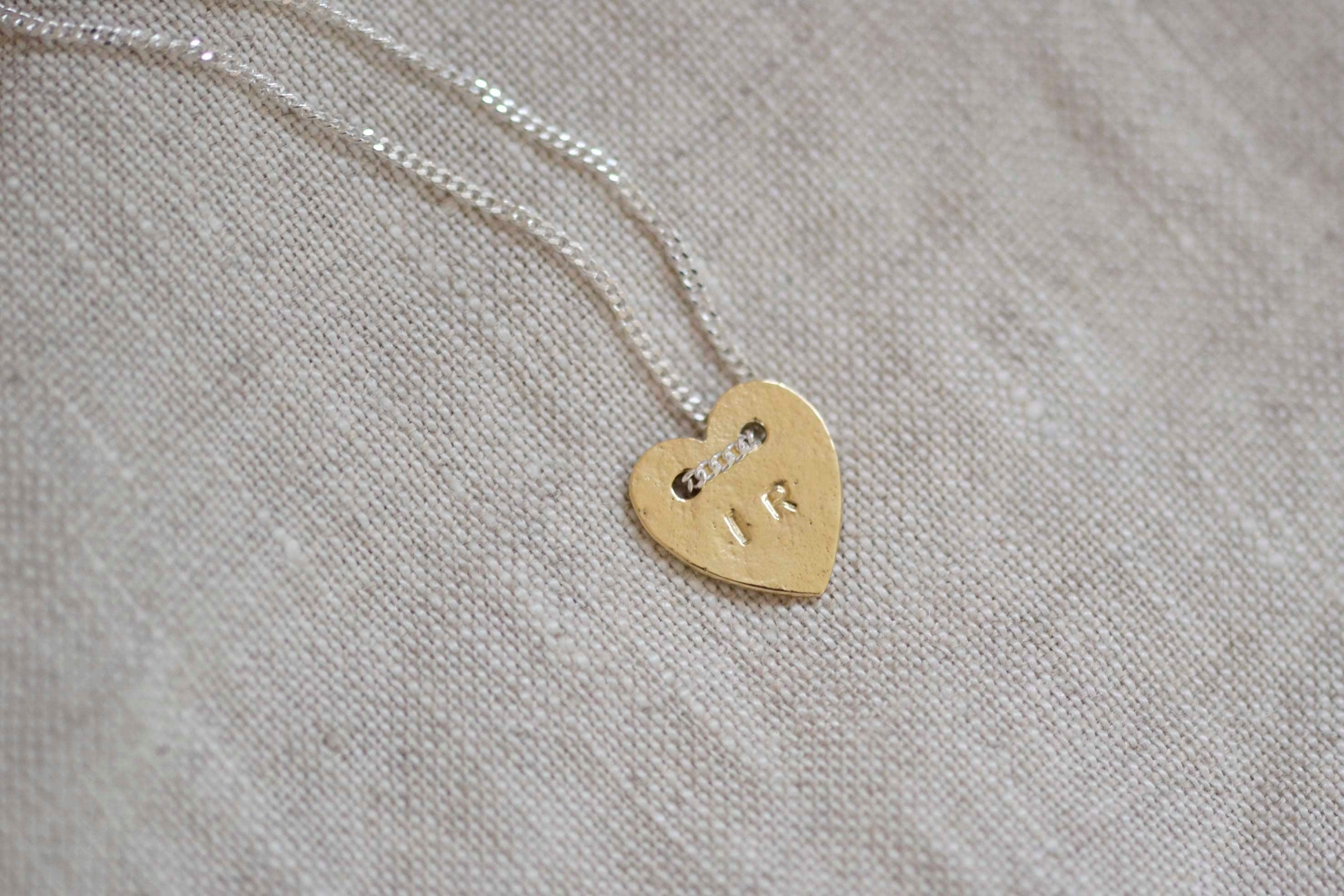 9Ct Gold True Love Pendant Necklace | Personalised Heart Recycled Initial Silver & Mix Jewellery