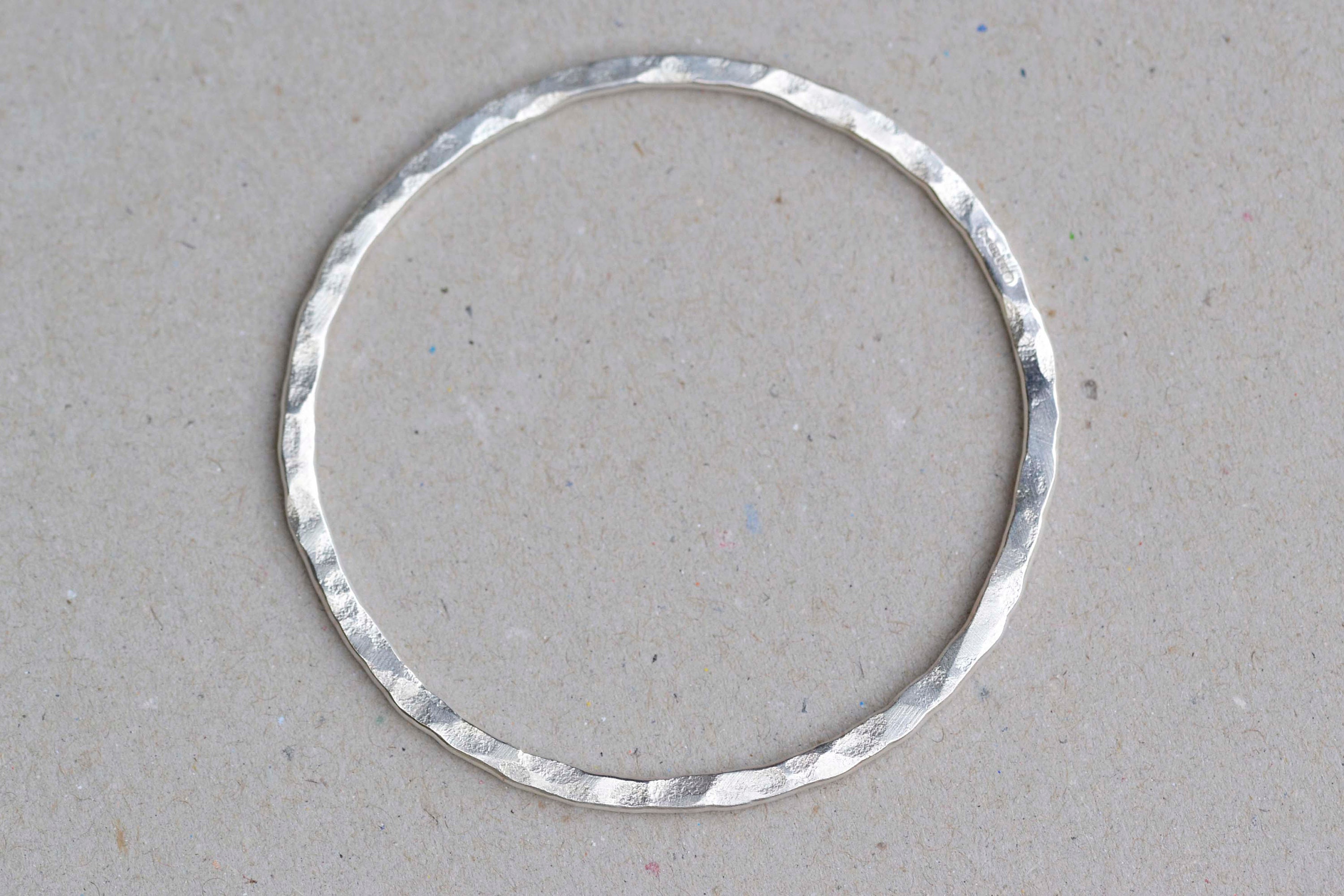 Nova Textured Recycled Silver Bangle | Chunky Hammered Organic Everyday