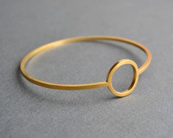 Gold Vermeil Full Moon Bangle | Contemporary Gold Bangle | Gold Circle Bangle