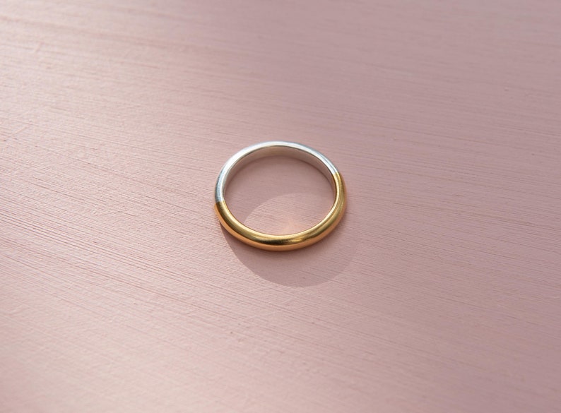 Silver and Gold Eclipse Ring Modern Minimalist Ring Gold and Silver Ring Mix metal Ring Everyday Ring image 1