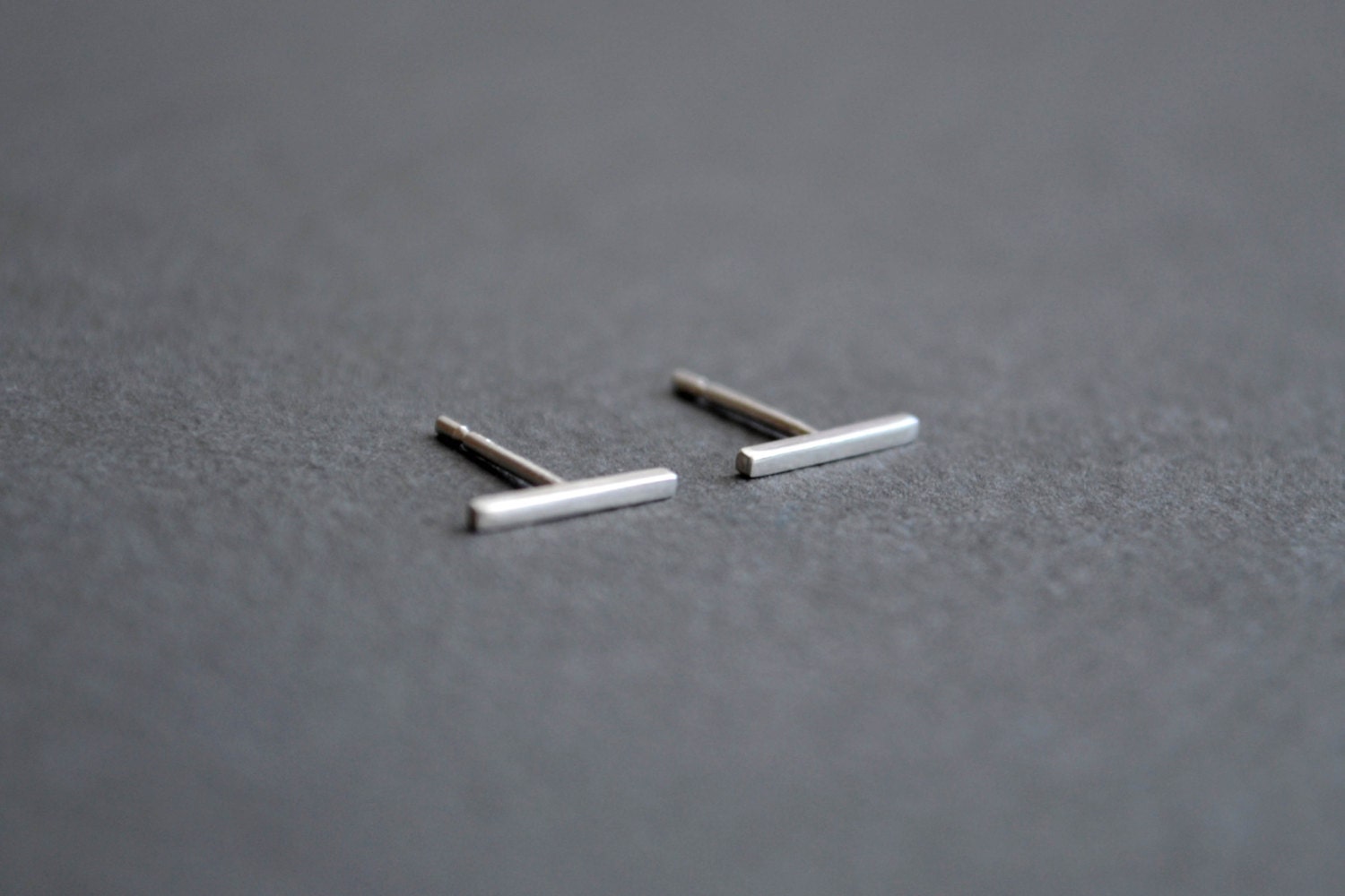 Thin Sterling Silver Bar Ear Studs | Line Earrings Stud