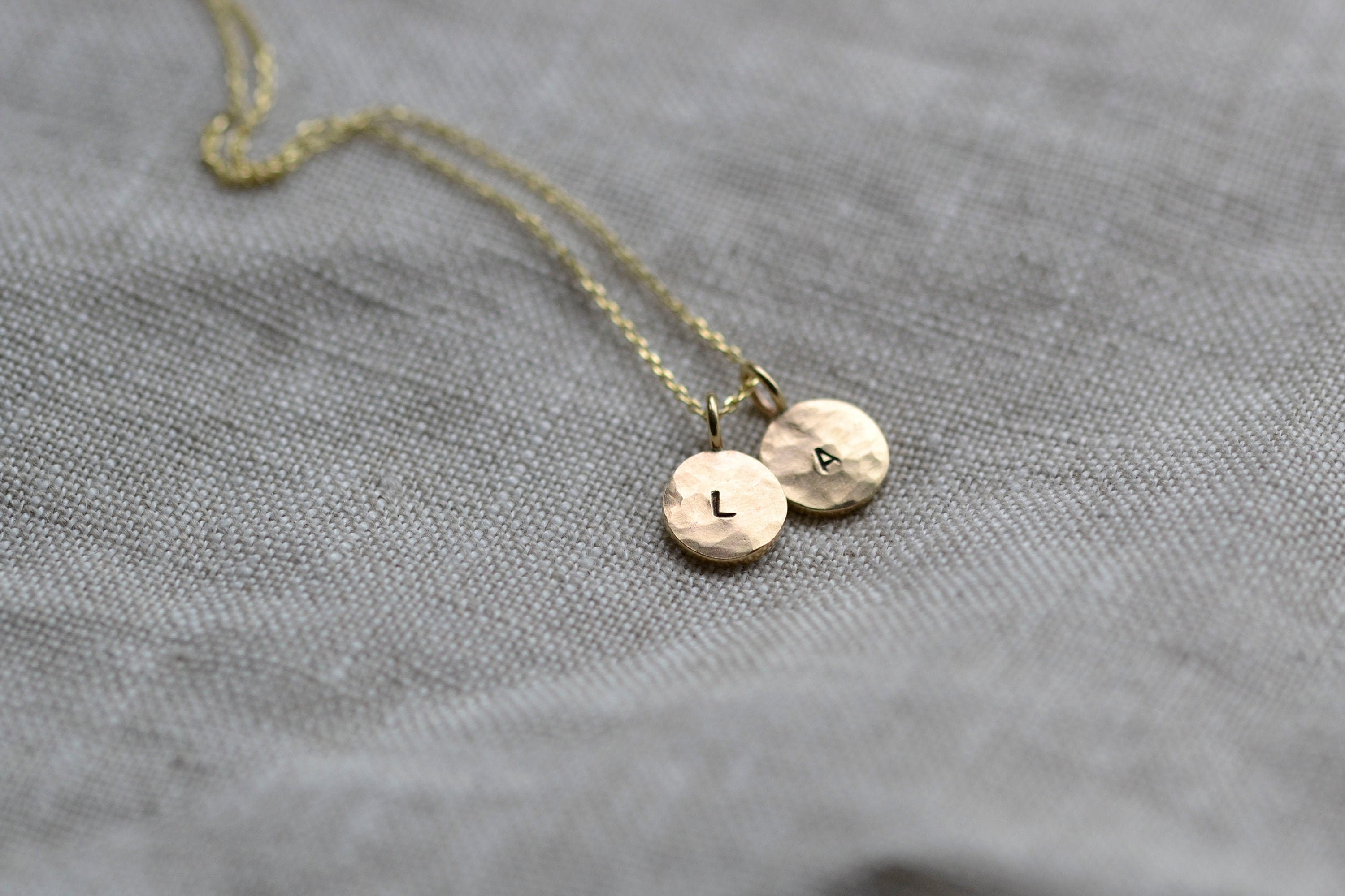 Solid Gold Disc Necklace | Recycled 9Ct Dot Pendant Personalised Initial Delicate Coin