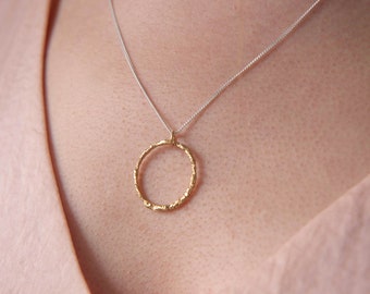 Luna Circle Necklace | Circle Necklace | Textured Circle Necklace | Gold Minimalist Circle Necklace