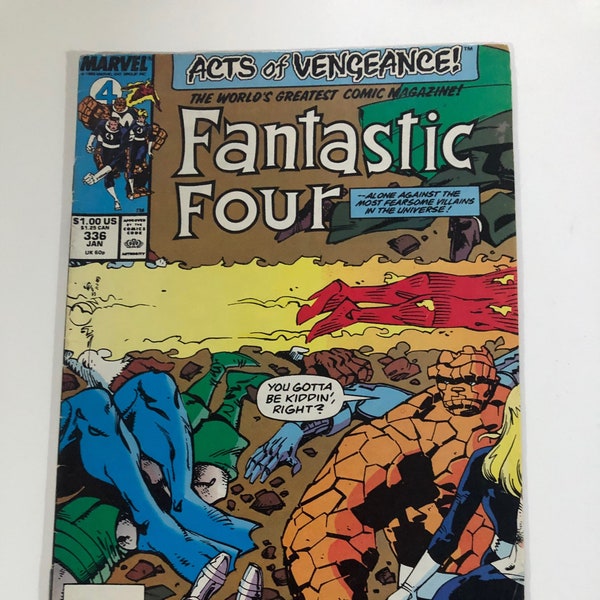 Vintage Marvel gifts, Fantastic Four comic #336, "Acts of Vengeance!", 1990's comics, gifts for Marvel comics collectors, gift for her/him