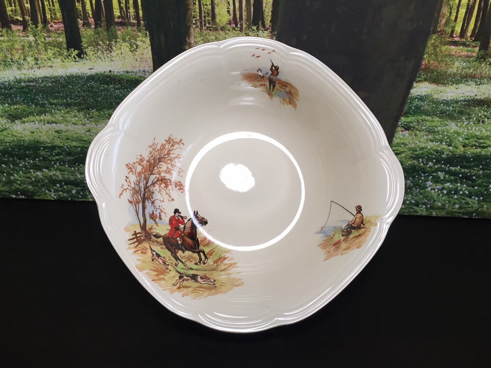 Vintage Large serving bowl with hunting scene Alfred Meakin Etsy