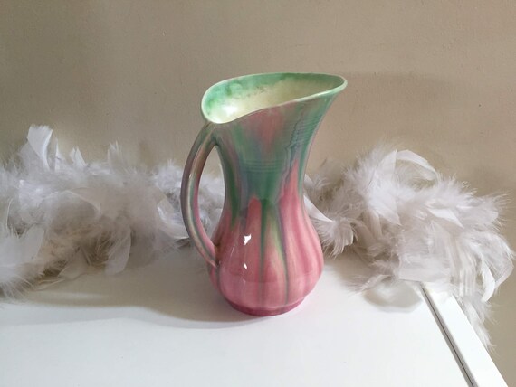 Vintage Vase With Handle Pink And Green Vase Sylvac Pottery Etsy