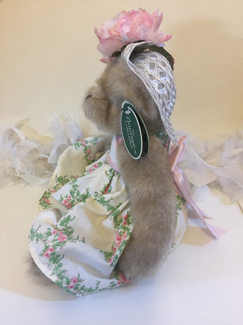 Bearington collection teddy bear cute girl bear with a floral hat girl teddy bear in a floral summer dress collectible English teddy