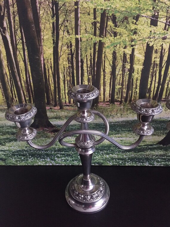 Vintage English Silver Plate Candelabra for 3 Candlesticks Etsy UK