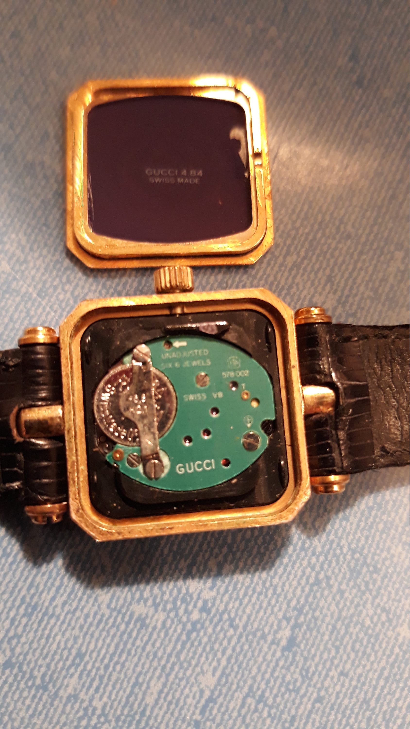 Vintage Gucci Watch Gold Gucci Stacked Watch Black Band