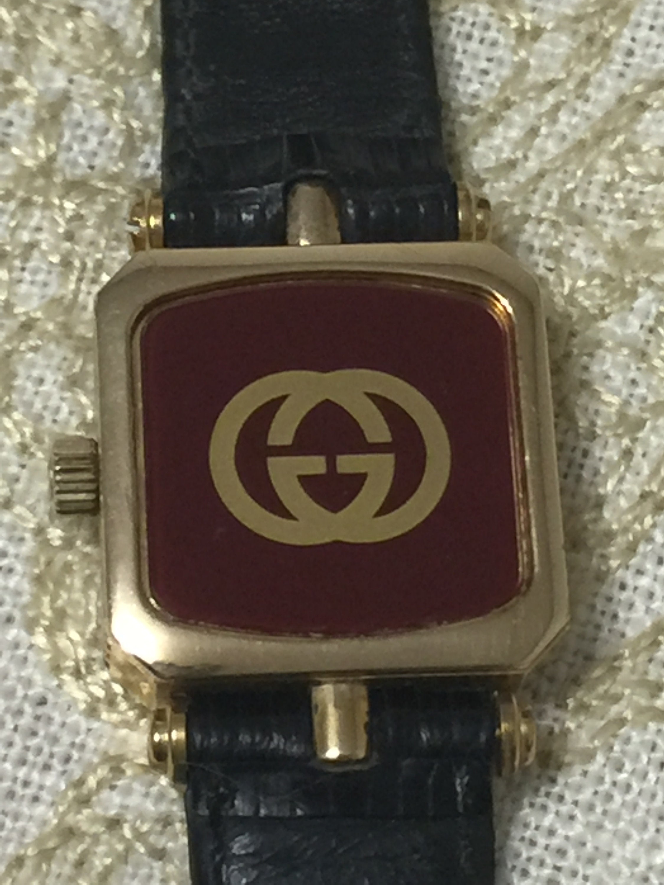 Vintage Gucci Watch Gold Gucci Stacked Watch Black Band Vintage Gucci Watch Gold Gucci Stacked Watch Black Band