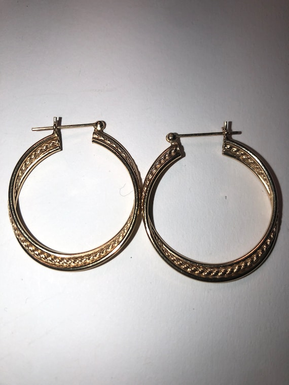 Large Vintage 14K Hoop Earrings Large triple hoop 