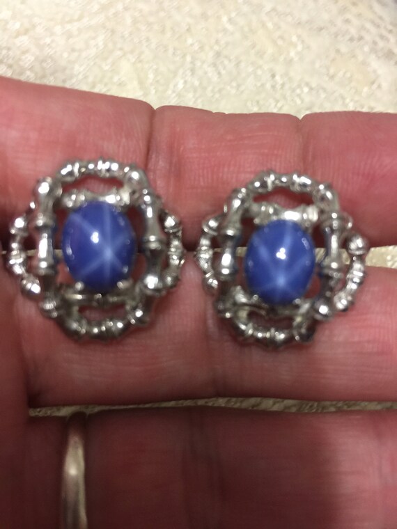 Estate Blue Sapphire Cuff Links White Gold Cuffli… - image 5