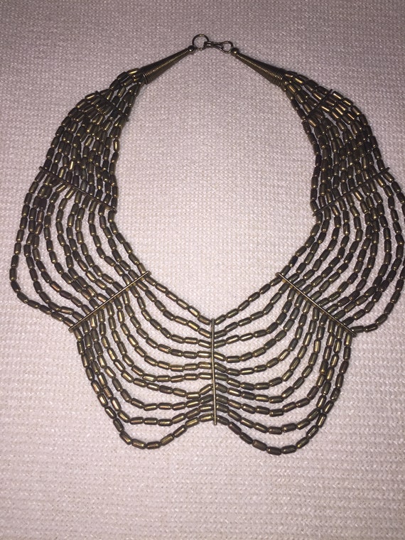 Massive Vintage Multi Strand Necklace Beaded Gold… - image 6