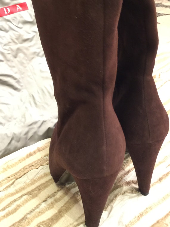 Stunning Vintage Prada Brown Suede Boots Mid Drea… - image 2