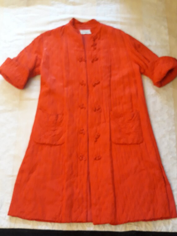 Red Kimono Robe Royal Silk Quilted Kimono Orange … - image 2
