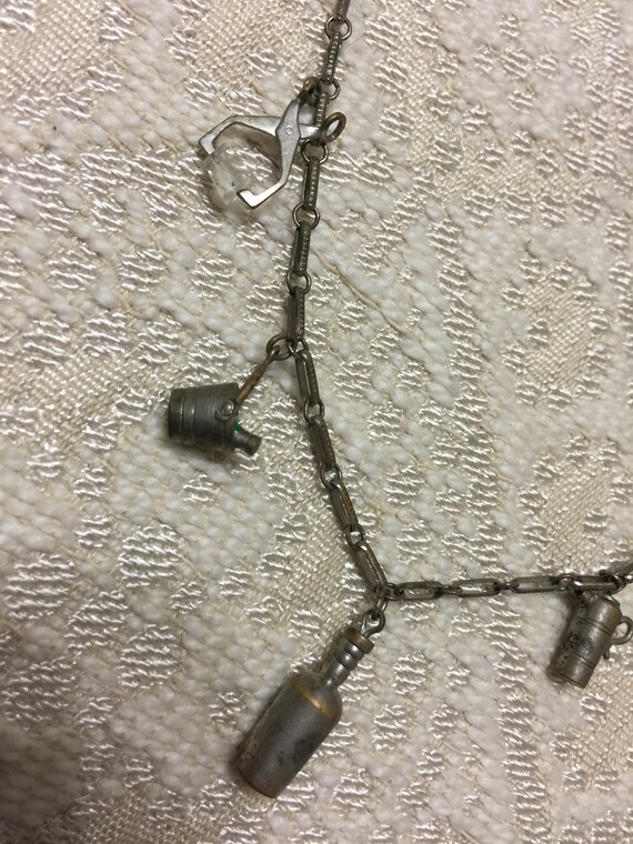 Antique Vintage Bartender Necklace Charm Silver B… - image 2