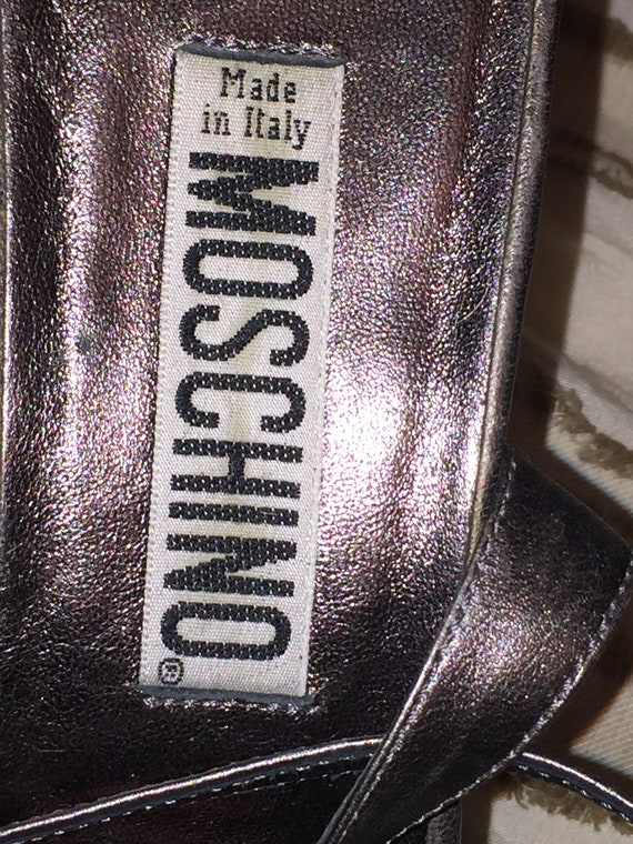 Italian Moschino Shoes Metallic Leather Pumps Sex… - image 4