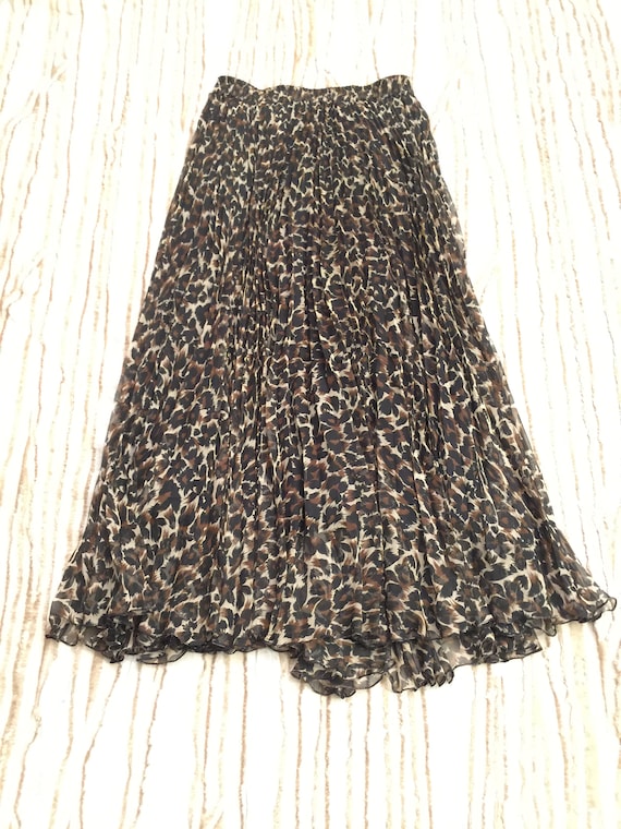 Gonna plissettata leopardata trasparente Gonna Toupy Vintage marrone nera Gonna lunga trasparente leopardata con stampa animalier realizzata in Francia a vita alta Etsy Italia