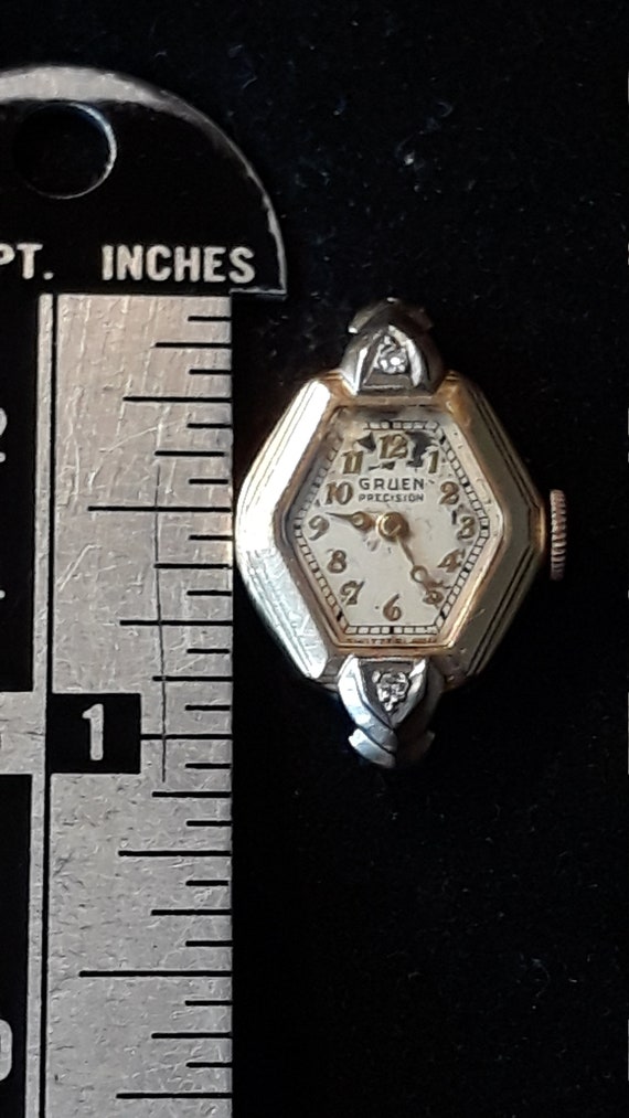 Vintage Gruen Precision Watch Diamond Gold Filled 
