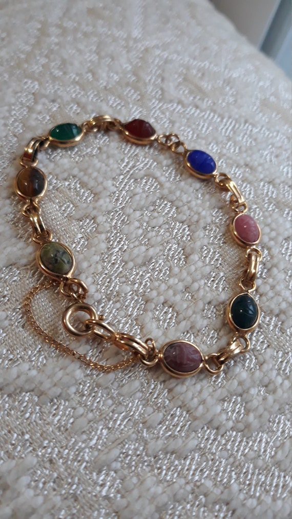 Vintage Van Dell Gold Scarab Bracelet 7" Inches M… - image 3