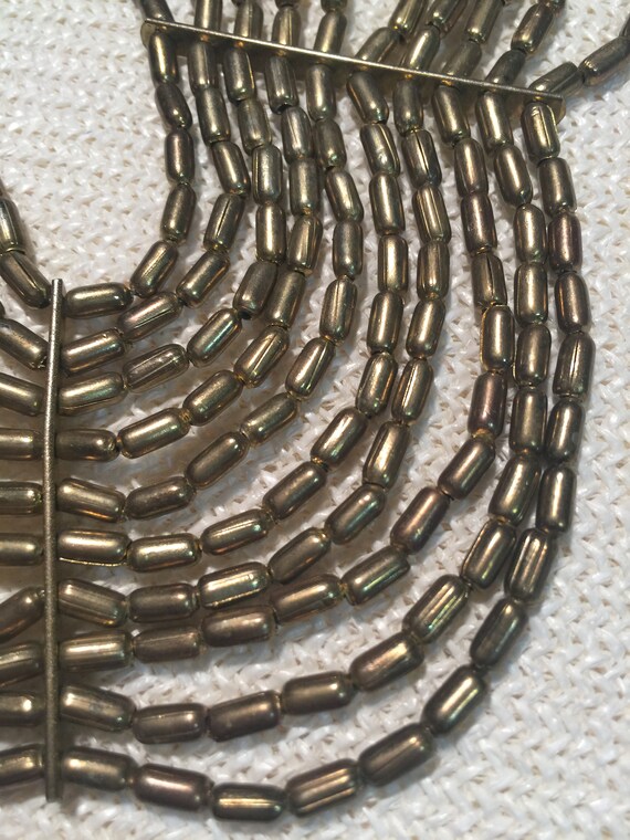 Massive Vintage Multi Strand Necklace Beaded Gold… - image 8
