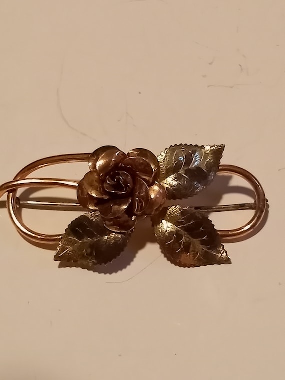 Vintage Krementz Brooch Diana Rose Gold Yellow Gol